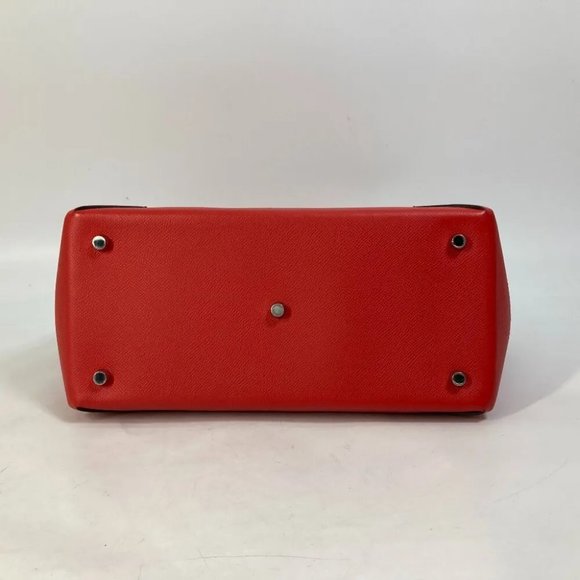 Auth HERMES maxi box cover 30 Hand Bag Tote Bag Evercolor / Epsom Red - Picture 12 of 14